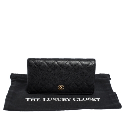 Chanel Black Quilted Caviar Leather L Yen Continental Wallet