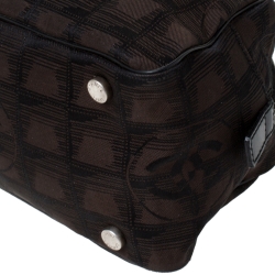 مملوكة مسبقًا Chanel Dark Brown Printed Nylon Travel Ligne Bowler Bag