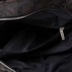 مملوكة مسبقًا Chanel Dark Brown Printed Nylon Travel Ligne Bowler Bag