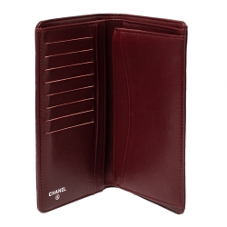 Pre Owned Chanel Burgundy Quilted Caviar Leather L Yen Continental Wallet