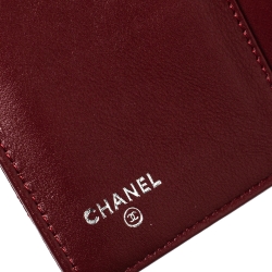 Pre Owned Chanel Burgundy Quilted Caviar Leather L Yen Continental Wallet