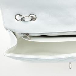 Pre Owned Chanel White Caviar Jumbo Flap Bag
