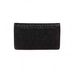 Chanel Black Embossed Leather Camellia Bifold Flap Wallet