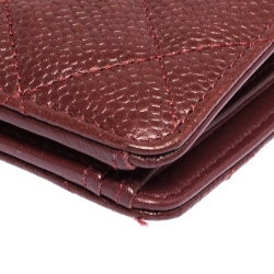 Chanel Burgundy Quilted Caviar Leather CC Yen Continental Wallet