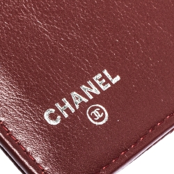 Chanel Burgundy Quilted Caviar Leather CC Yen Continental Wallet