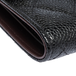 مملوكة مسبقًا Chanel Black Quilted Caviar Leather Trifold Wallet