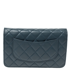 Chanel Blue Dusk Quilted Leather Classic Wallet on Chain