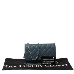 Chanel Blue Dusk Quilted Leather Classic Wallet on Chain