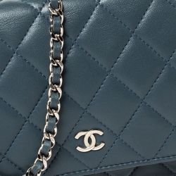 Chanel Blue Dusk Quilted Leather Classic Wallet on Chain
