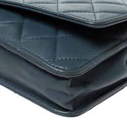 Chanel Blue Dusk Quilted Leather Classic Wallet on Chain