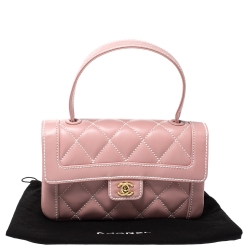 Pre Owned Chanel Pink Wild Stitch Leather Small Flap Top Handle Bag