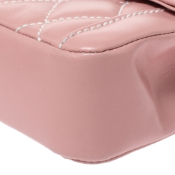 Pre Owned Chanel Pink Wild Stitch Leather Small Flap Top Handle Bag