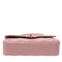 Pre Owned Chanel Pink Wild Stitch Leather Small Flap Top Handle Bag