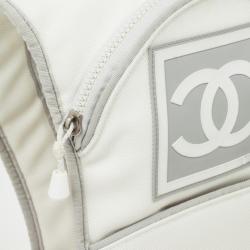 Pre Owned Chanel White Nylon Sport Flat Backpack Bag