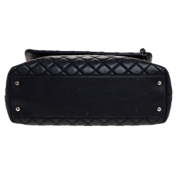 Pre Owned Chanel Navy Blue Caviar Leather Coco Top Handle Bag