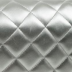 Pre Owned Chanel Silver Lambskin Maxi Flap