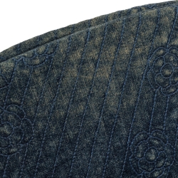Pre Owned Chanel Blue Camellia Embroidered Denim Just Mademoiselle Bowling Bag