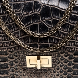 Pre Owned Chanel Black Crocodile and Python 2.55 Reissue Flap Bag