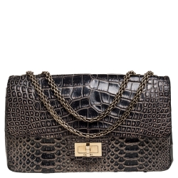 Chanel Black Crocodile and Python 2.55 Reissue Flap Bag Chanel