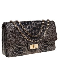Pre Owned Chanel Black Crocodile and Python 2.55 Reissue Flap Bag