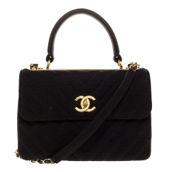 Chanel Black Quilted Jersey Small Coco Top Handle Bag Chanel