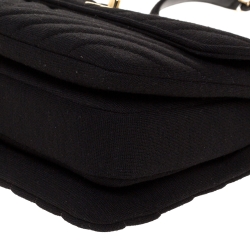 Pre Owned Chanel Black Quilted Jersey Small Coco Top Handle Bag