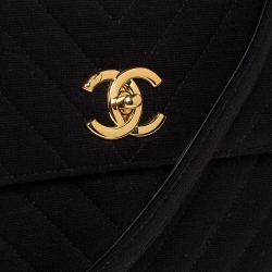 Pre Owned Chanel Black Quilted Jersey Small Coco Top Handle Bag