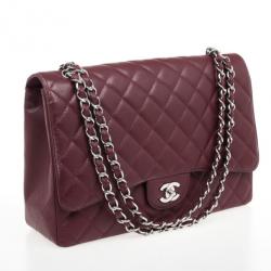Pre Owned Chanel Rouge Fonce Maxi Classic Flap Bag 