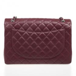 Pre Owned Chanel Rouge Fonce Maxi Classic Flap Bag 