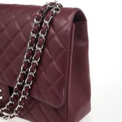 Pre Owned Chanel Rouge Fonce Maxi Classic Flap Bag 