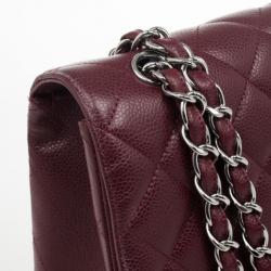 Pre Owned Chanel Rouge Fonce Maxi Classic Flap Bag 