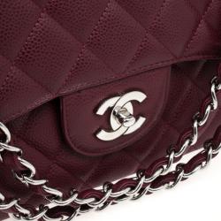 Pre Owned Chanel Rouge Fonce Maxi Classic Flap Bag 