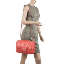 مملوكة مسبقًا Chanel Maxi Orange Lambskin Classic Flap Bag