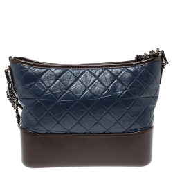 Pre Owned Chanel Blue/Brown Leather Gabrielle Hobo 