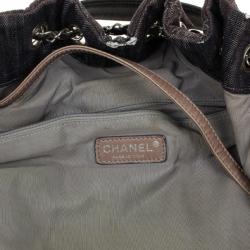 Pre Owned Chanel Brown Denim XL Coco Cabas Spirit Hobo Bag