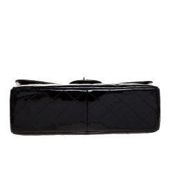 Pre Owned Chanel Black Quilted Patent Leather Jumbo Classic Single Flap Bag