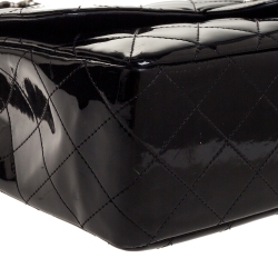 Pre Owned Chanel Black Quilted Patent Leather Jumbo Classic Single Flap Bag