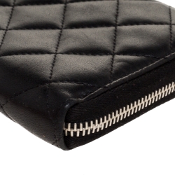 Pre Owned محفظة شانيل سي سي سحاب ملتف جلد مبطن أسود