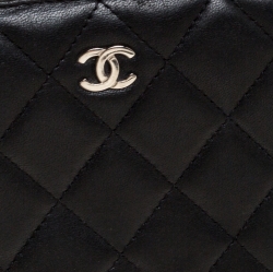 Pre Owned محفظة شانيل سي سي سحاب ملتف جلد مبطن أسود