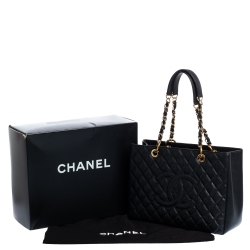 Pre Owned حقيبة شانيل غراند شوبنغ جلد كافيار أسود مبطن