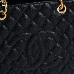 Pre Owned حقيبة شانيل غراند شوبنغ جلد كافيار أسود مبطن