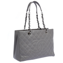 Pre Owned حقيبة شانيل غراند GST شوبر جلد كافيار أسود مبطن 