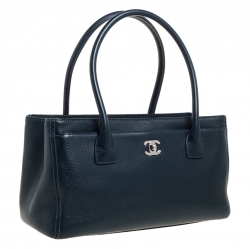 Chanel Dark Blue Leather Small Cerf Executive Tote