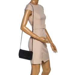 Pre Owned Chanel Black Caviar Leather CC Timeless Wallet On Chain