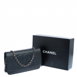 Pre Owned Chanel Black Caviar Leather CC Timeless Wallet On Chain