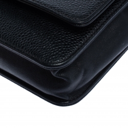 Pre Owned Chanel Black Caviar Leather CC Timeless Wallet On Chain