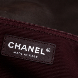 Pre Owned Chanel Dark Brown Iridescent and Crinkled Leather Easy Carry Flap Bag