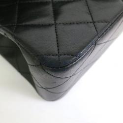 Pre Owned Chanel Black Lambskin Medium Flap Bag 