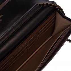 مملوكة مسبقًا محفظة بسلسلة شانيل كاميليا جلد برونزية ميتالك