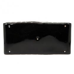 Pre Owned Chanel Black Patent Cube Quilted East West Tote